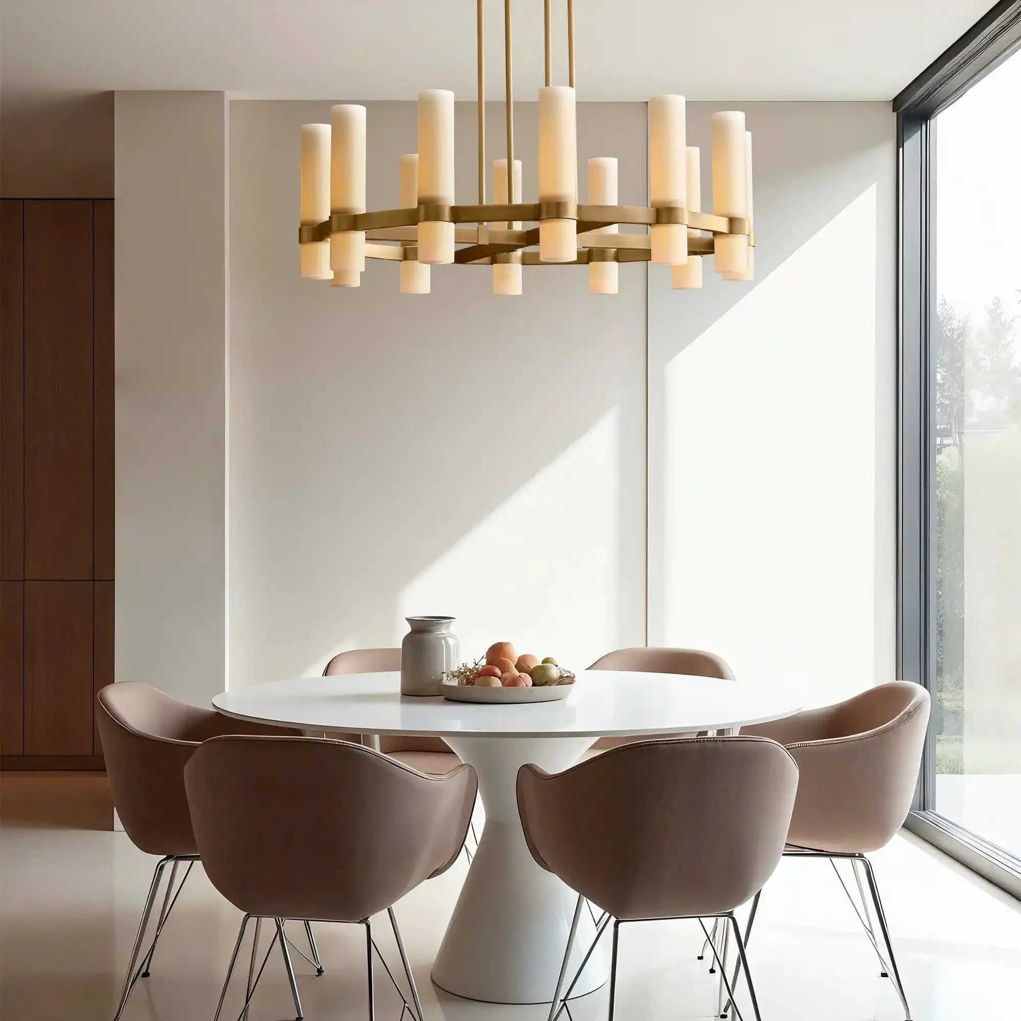 Ravella Round Milk Glass Chandelier 36'' - Blushlighting