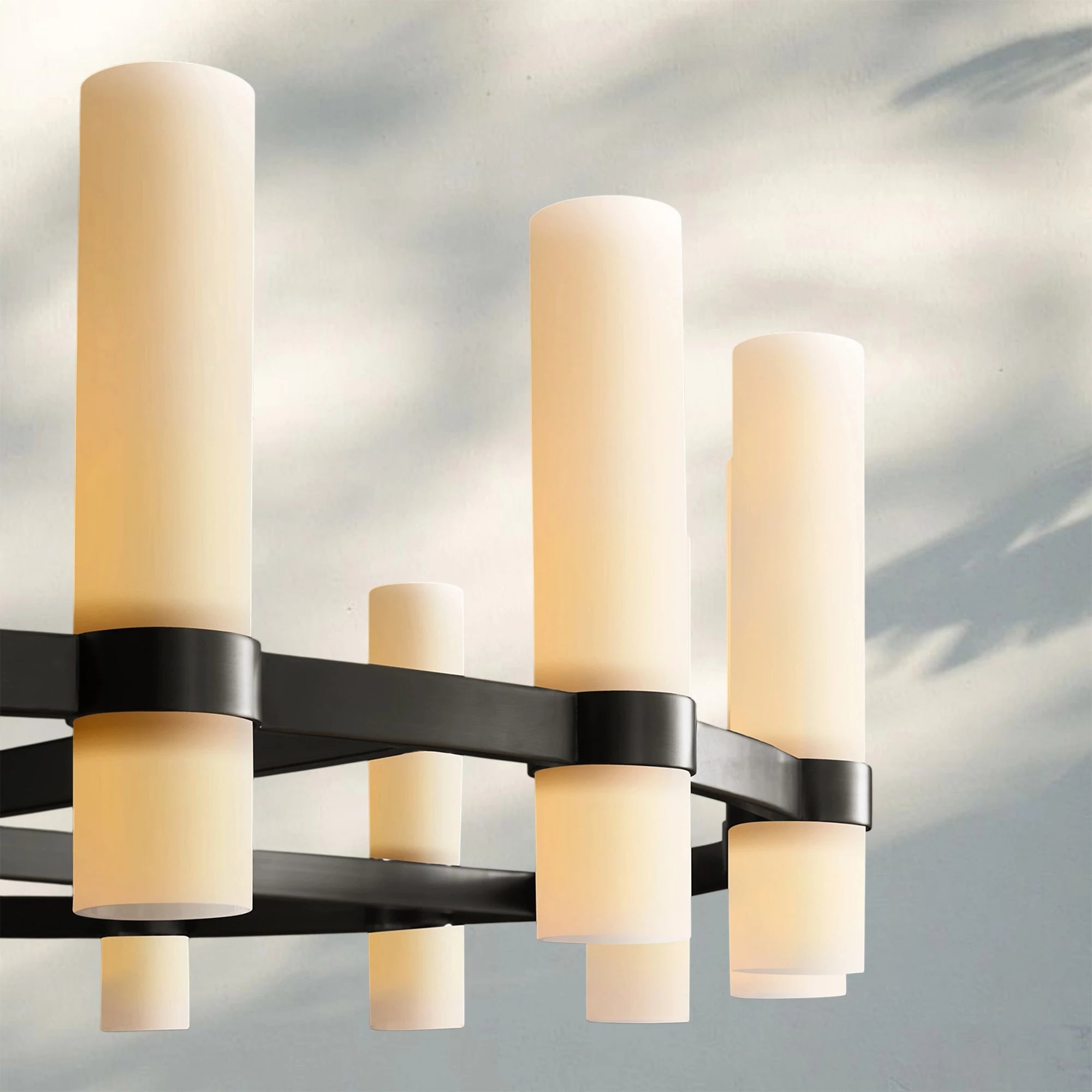 Ravella Round Milk Glass Chandelier 36'' - Blushlighting