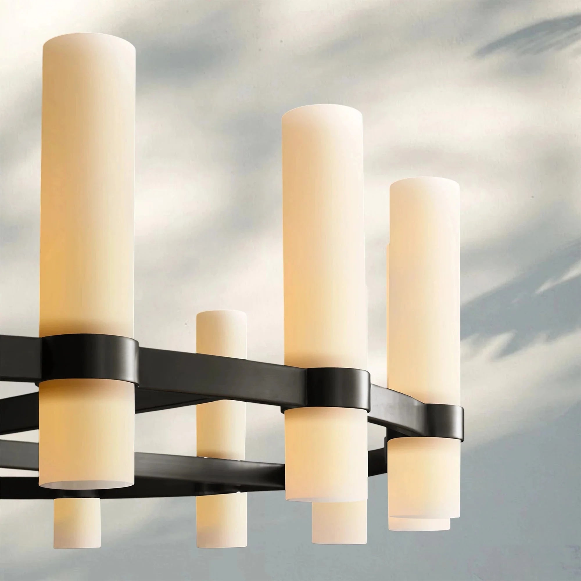 Ravella Round Milk Glass Chandelier 36'' - Blushlighting