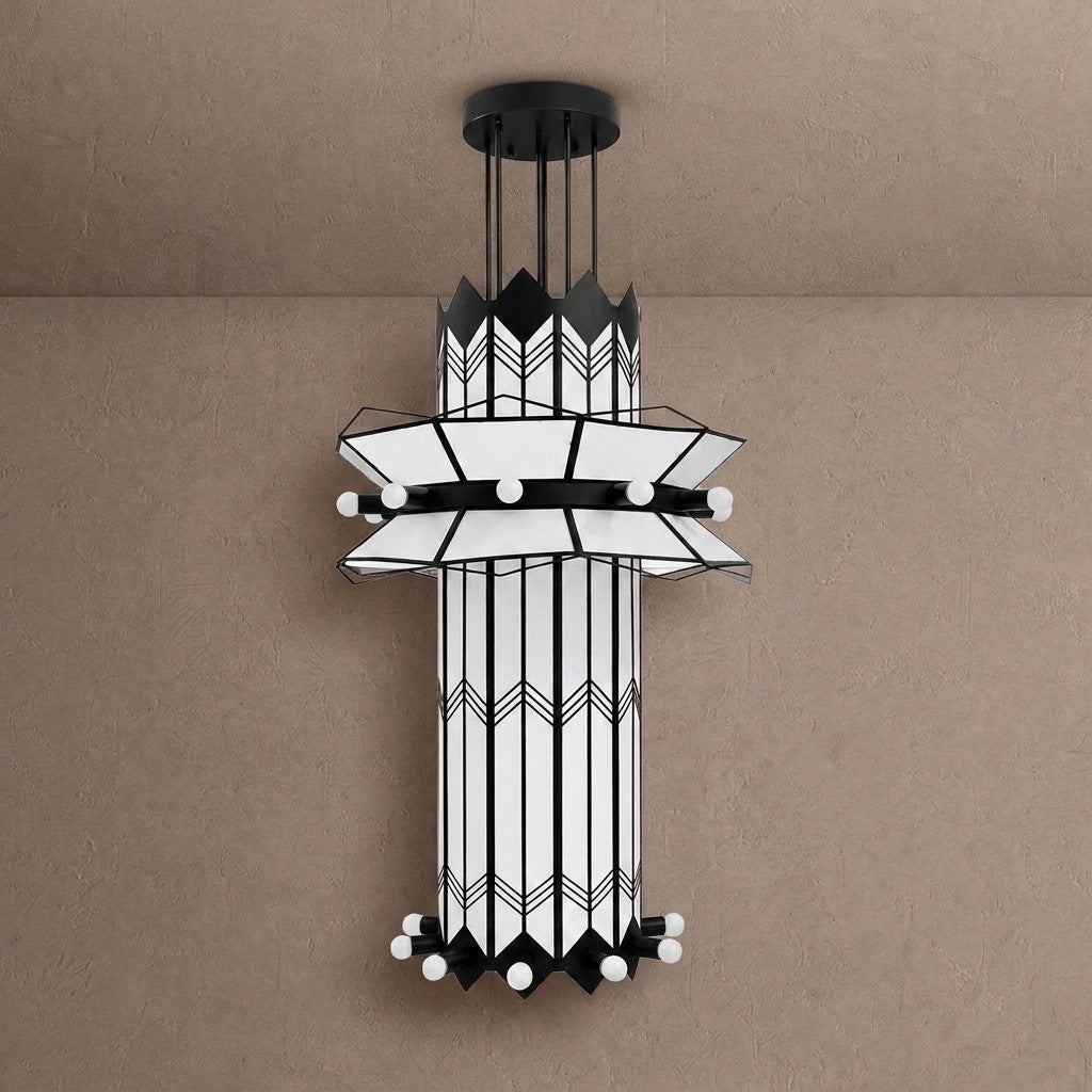 Rayonne Art Deco Chandelier - Ø 35.4″ × H 72″Black & WhiteBlushlighting
