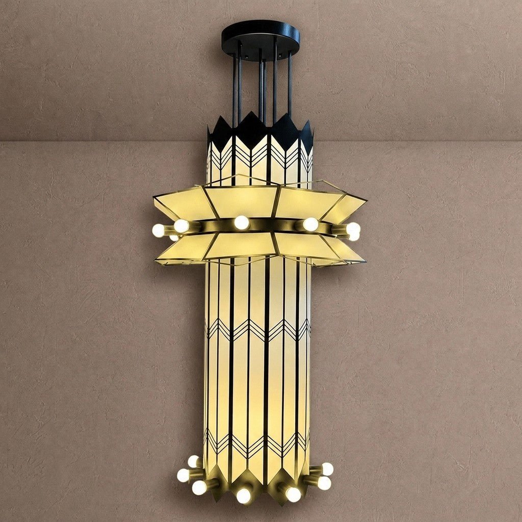 Rayonne Art Deco Chandelier - Ø 35.4″ × H 72″Black & WhiteBlushlighting