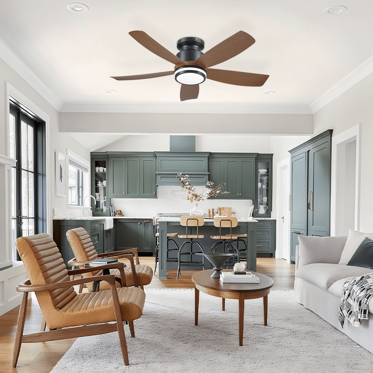 Recessed Remote Control Ceiling Fan Light 41" - BronzeBlushlighting
