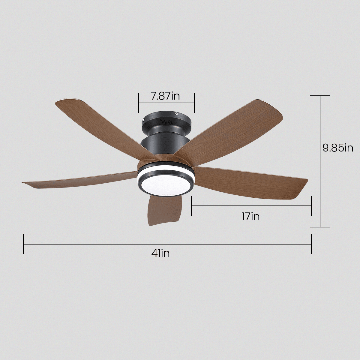Recessed Remote Control Ceiling Fan Light 41" - BlackBlushlighting