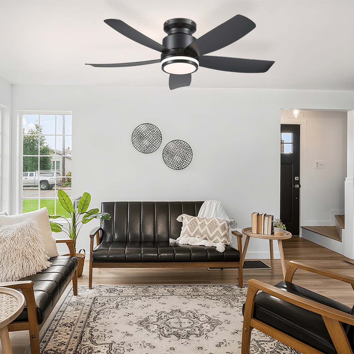 Recessed Remote Control Ceiling Fan Light 41" - BlackBlushlighting