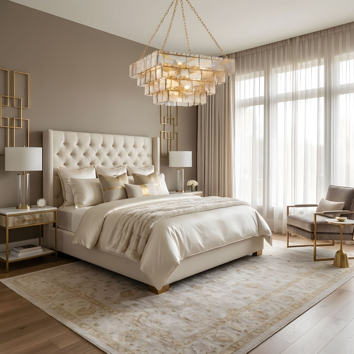 Regal Chain Chandelier - ∅ 36" x H 18"Gold & AmberBlushlighting