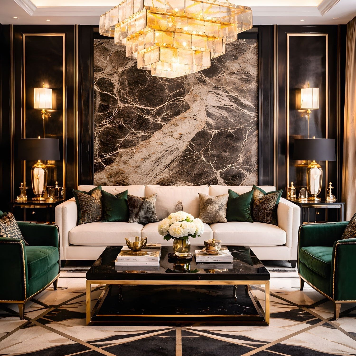 Regal Chain Chandelier - ∅ 36" x H 18"Gold & AmberBlushlighting