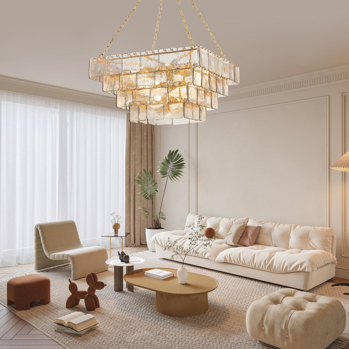 Regal Chain Chandelier - ∅ 36" x H 18"Gold & AmberBlushlighting