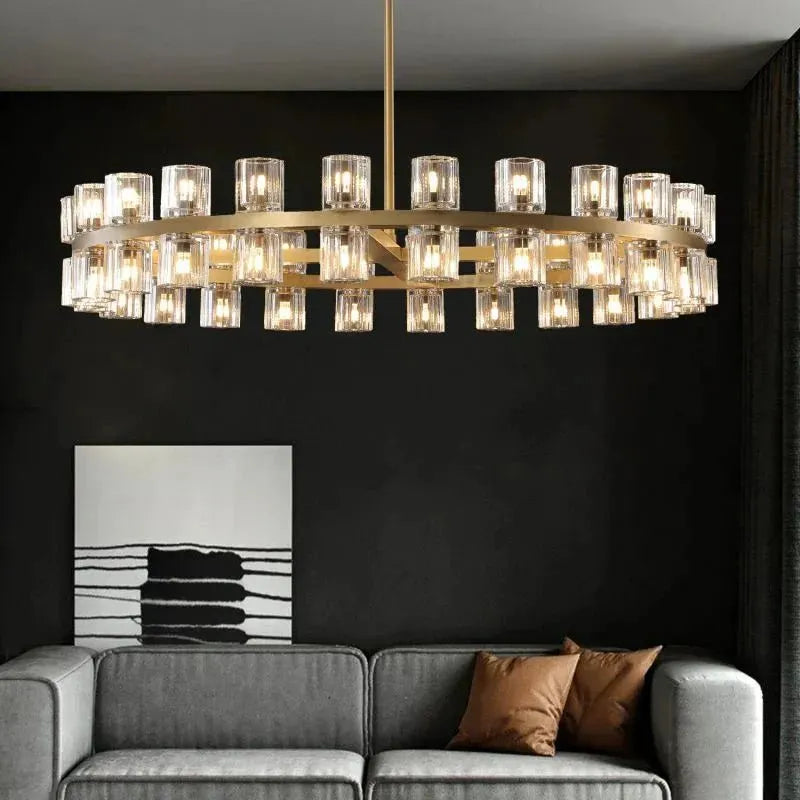 Reger Round Chandelier 36" 48" 60" for Dining Room-chandelier for bedroom,chandelier for dining room,chandelier for stairways,chandelier for foyer,chandelier for bathrooms,chandelier for living room-Blushlighting-36''-Brass-Blushlighting