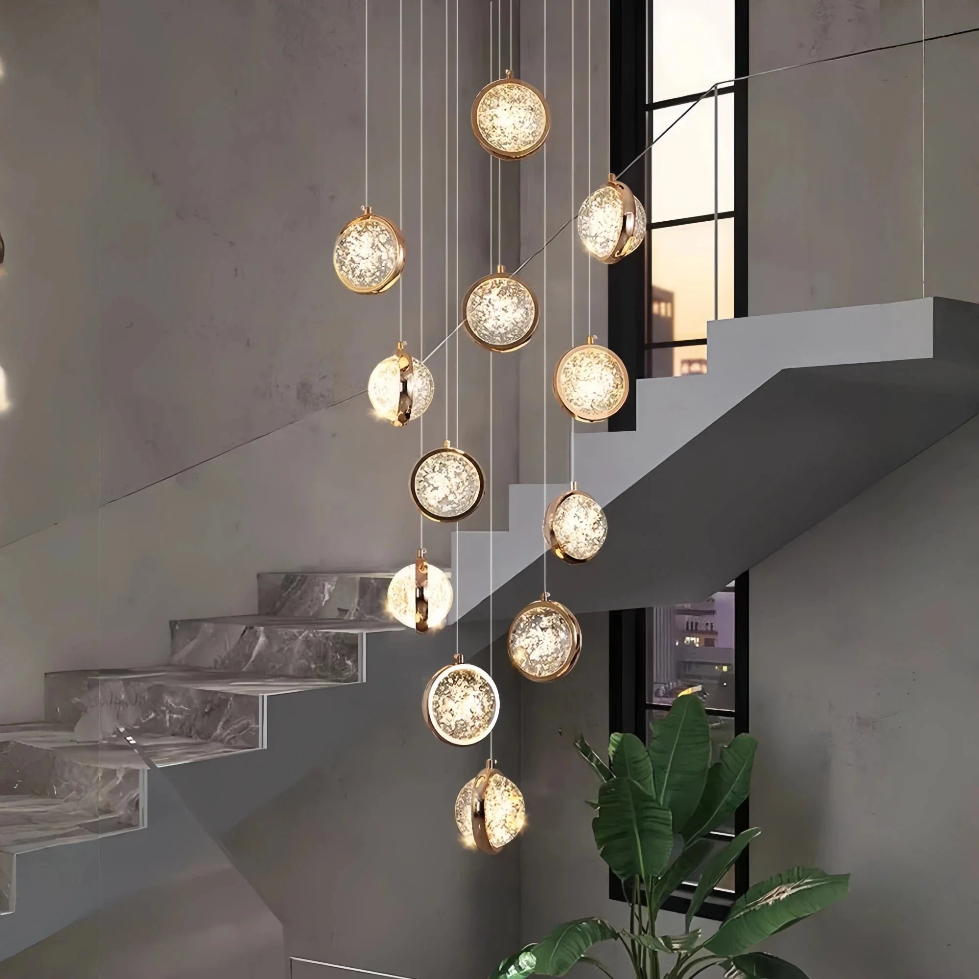 Reina Crystal Long Chandelier - 12 Lights: 17.72" D x 78.74" HBlushlighting
