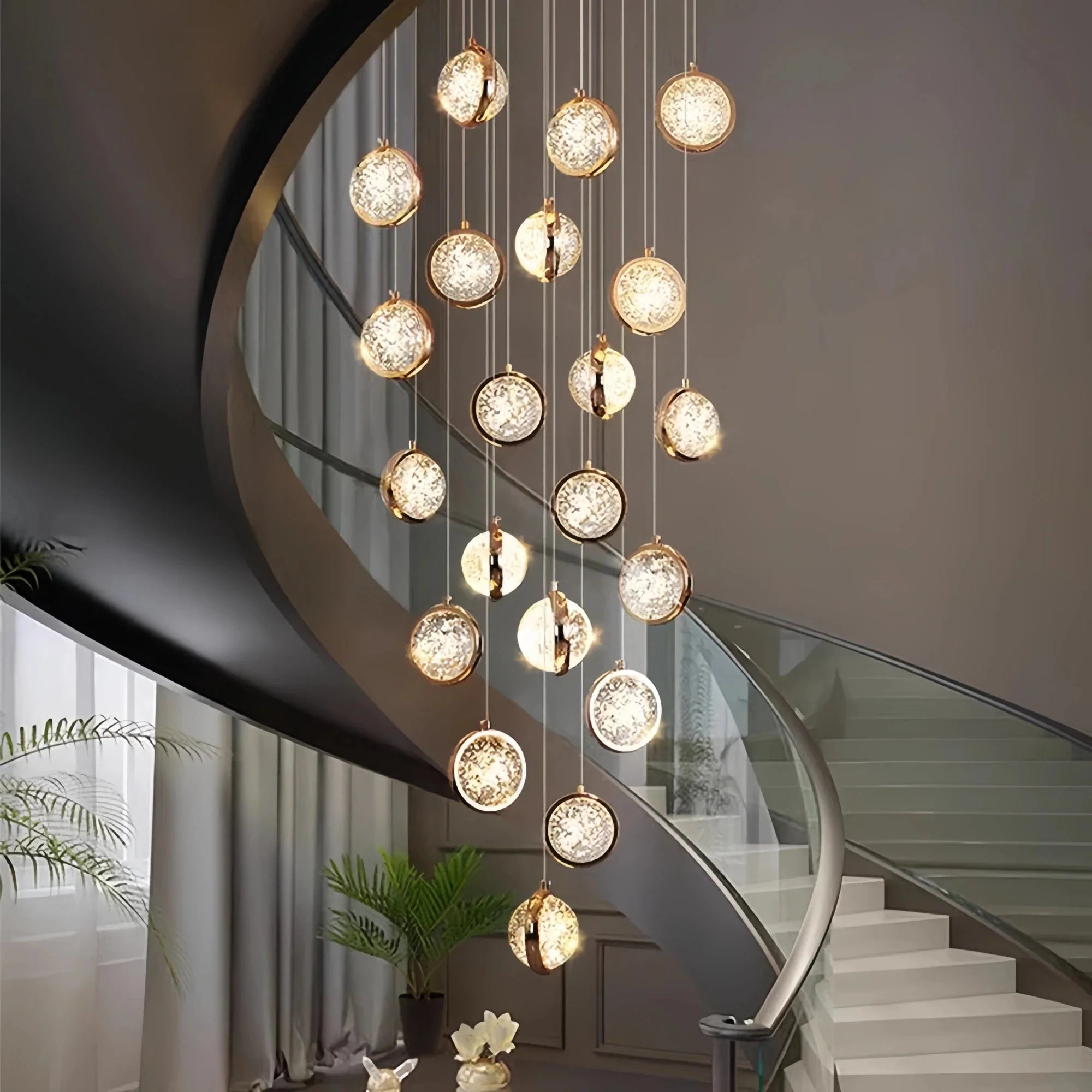 Reina Crystal Long Chandelier - 21 Lights: 23.62" D x 137.8" HBlushlighting