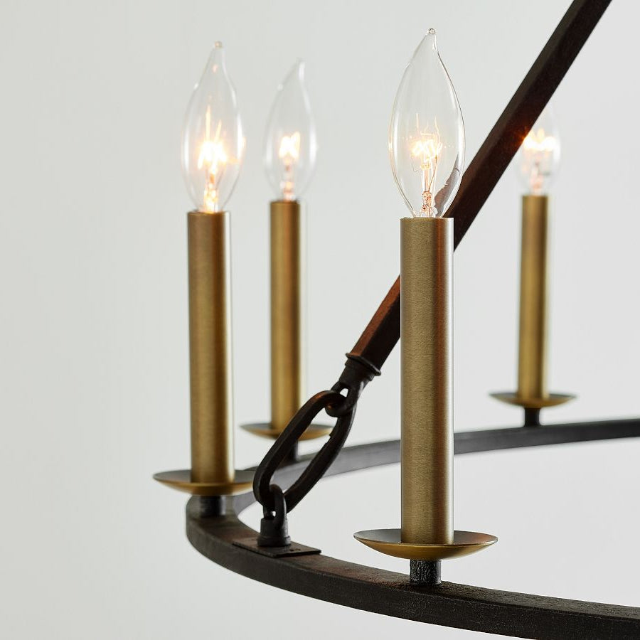 Remington Iron Round Ceiling-Mounted Chandelier (50")