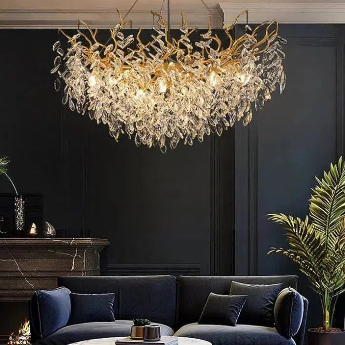 Renata Polyhedral Crystal Branch Chandelier - 24" LBlushlighting