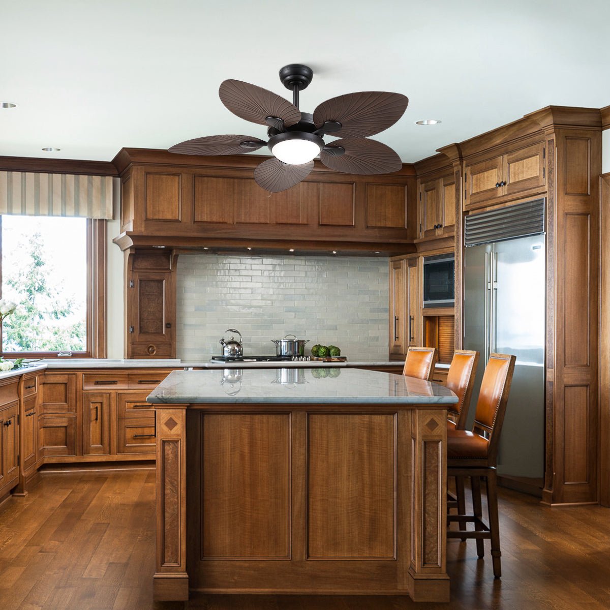 Retro Banana Leaf Shaped Blade Ceiling Fan Lamp 44" - Blushlighting