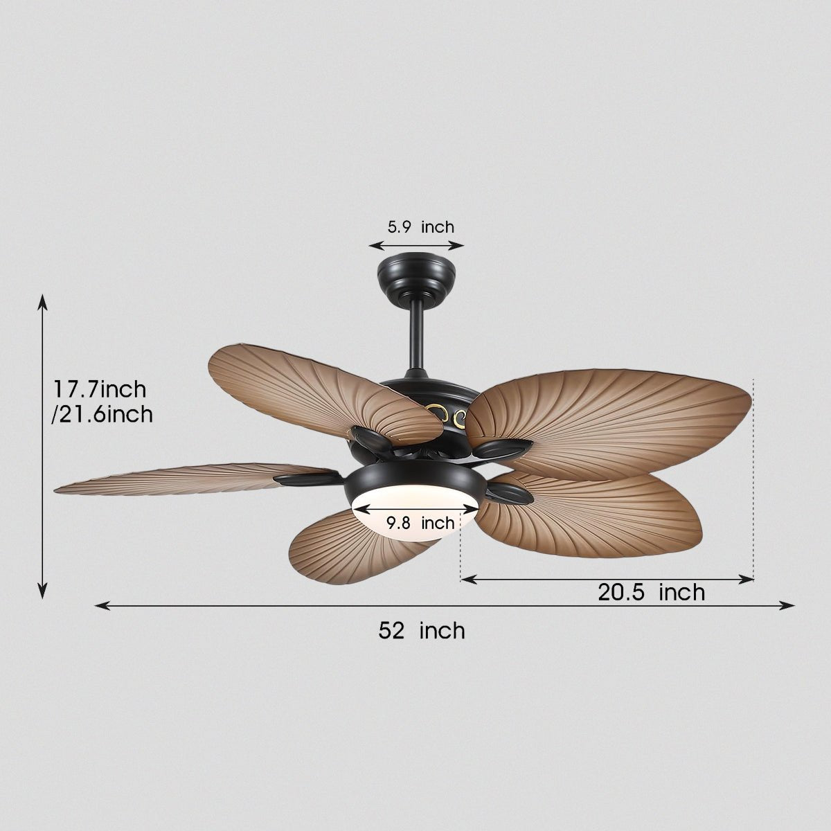 Retro Banana Leaf Shaped Blade Ceiling Fan Lamp 52" - Blushlighting