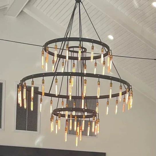 Retro - Inspired Metal Pendant Light Chandelier for Living Room/Bedroom/Staircase/Villa - D39.4"*H47.2"BronzeWarm LightBlushlighting