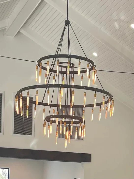Retro - Inspired Metal Pendant Light Chandelier for Living Room/Bedroom/Staircase/Villa - D39.4"*H47.2"BronzeWarm LightBlushlighting