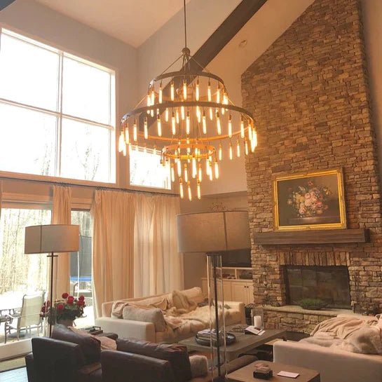 Retro - Inspired Metal Pendant Light Chandelier for Living Room/Bedroom/Staircase/Villa - D39.4"*H47.2"BronzeWarm LightBlushlighting
