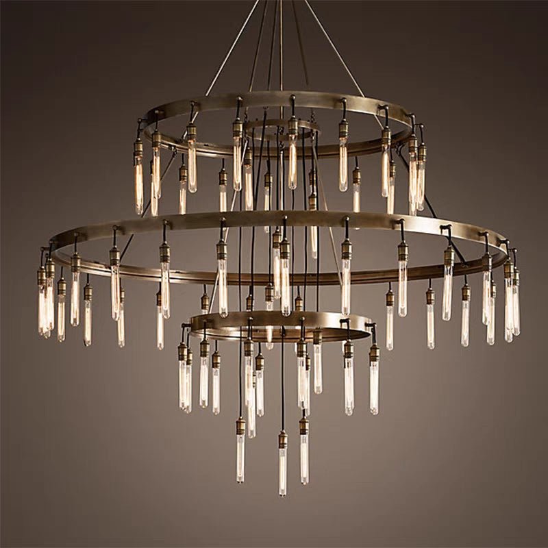 Retro - Inspired Metal Pendant Light Chandelier for Living Room/Bedroom/Staircase/Villa - D70.9"*H78.7"BronzeWarm LightBlushlighting