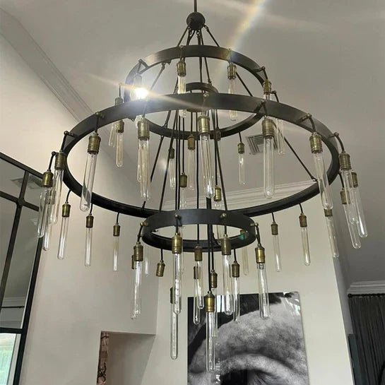 Retro - Inspired Metal Pendant Light Chandelier for Living Room/Bedroom/Staircase/Villa - D39.4"*H47.2"BronzeWarm LightBlushlighting
