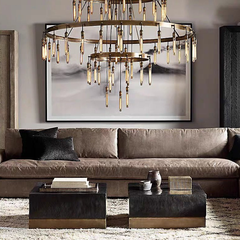 Retro - Inspired Metal Pendant Light Chandelier for Living Room/Bedroom/Staircase/Villa - D39.4"*H47.2"BlackWarm LightBlushlighting