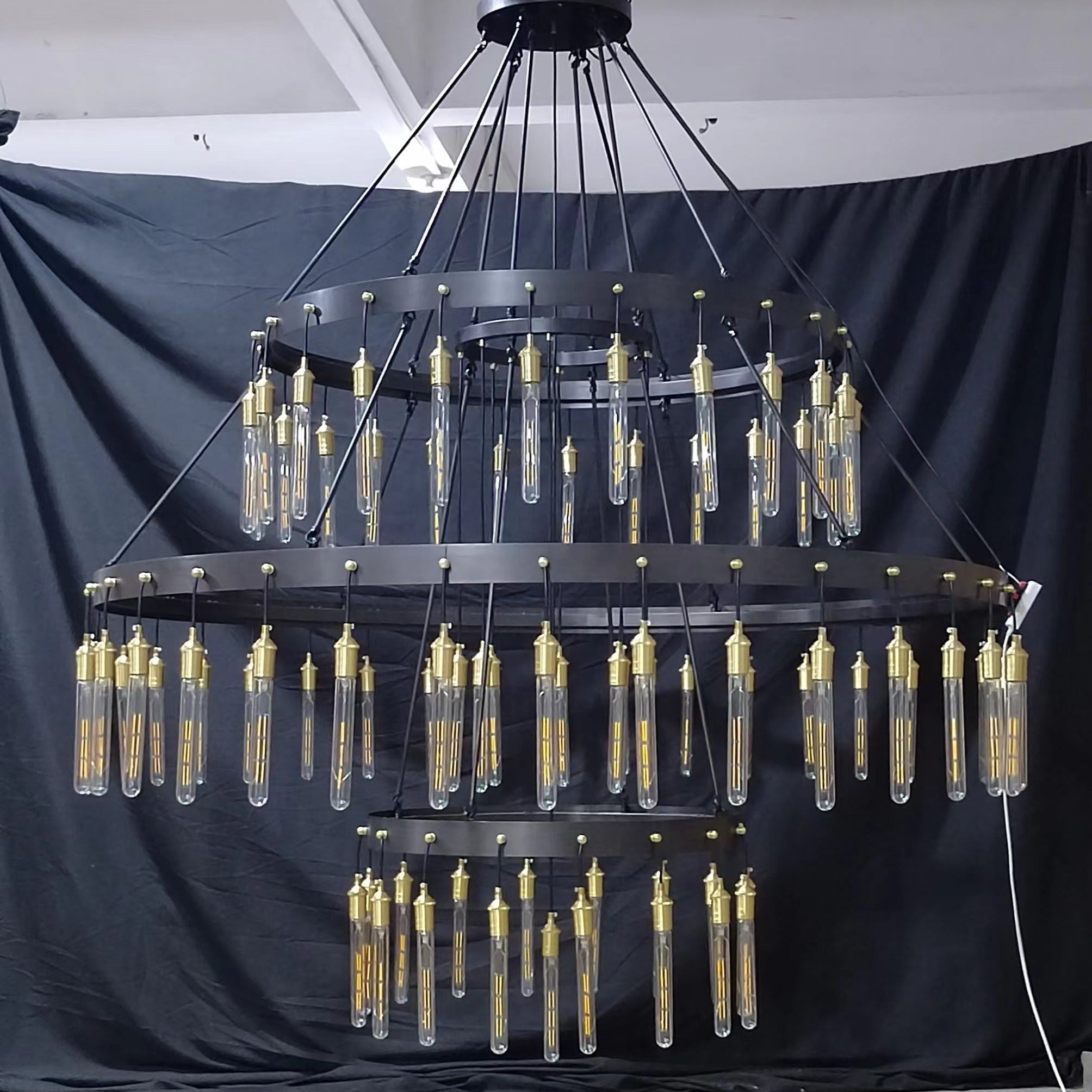 Retro - Inspired Metal Pendant Light Chandelier for Living Room/Bedroom/Staircase/Villa - D39.4"*H47.2"BronzeWarm LightBlushlighting