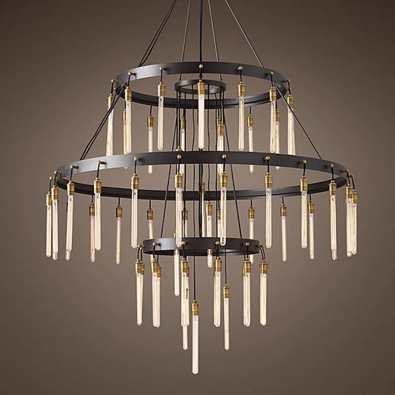 Retro - Inspired Metal Pendant Light Chandelier for Living Room/Bedroom/Staircase/Villa - D39.4"*H47.2"BlackWarm LightBlushlighting