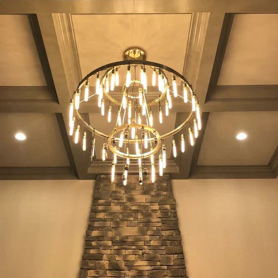 Retro - Inspired Metal Pendant Light Chandelier for Living Room/Bedroom/Staircase/Villa - D39.4"*H47.2"BronzeWarm LightBlushlighting