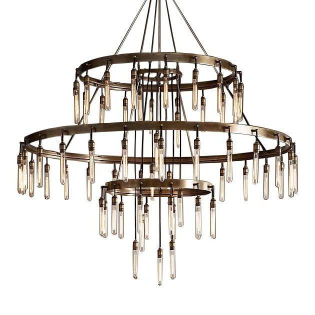 Retro - Inspired Metal Pendant Light Chandelier for Living Room/Bedroom/Staircase/Villa - D39.4"*H47.2"BlackWarm LightBlushlighting