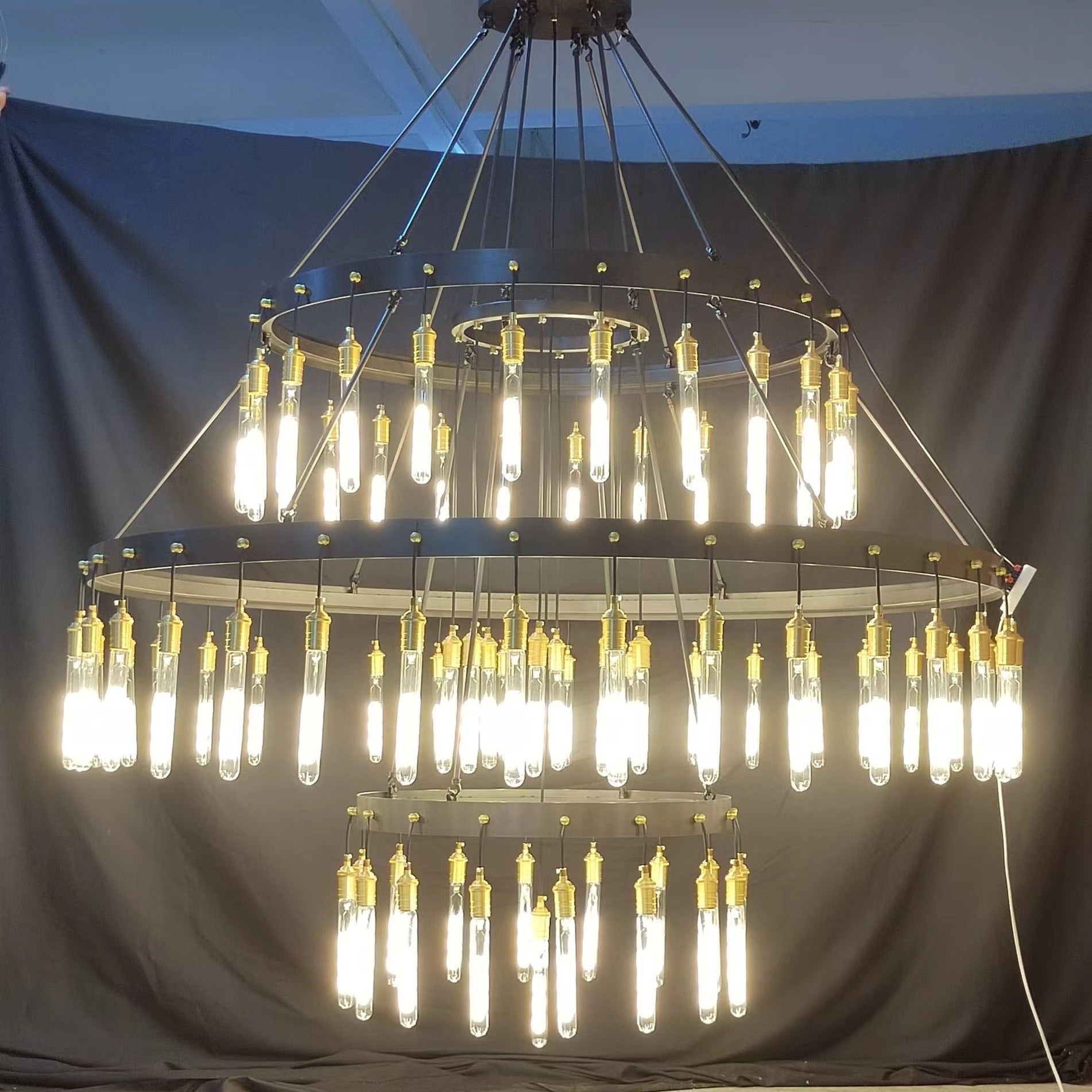 Retro - Inspired Metal Pendant Light Chandelier for Living Room/Bedroom/Staircase/Villa - D39.4"*H47.2"BronzeWarm LightBlushlighting