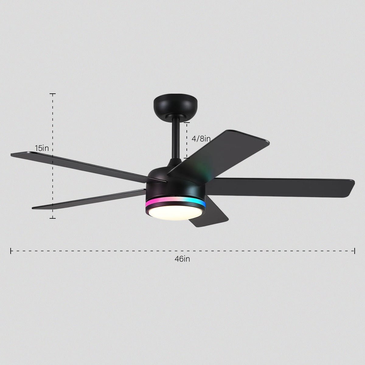 RGB Modern Black Ceiling Fan Light - Blushlighting