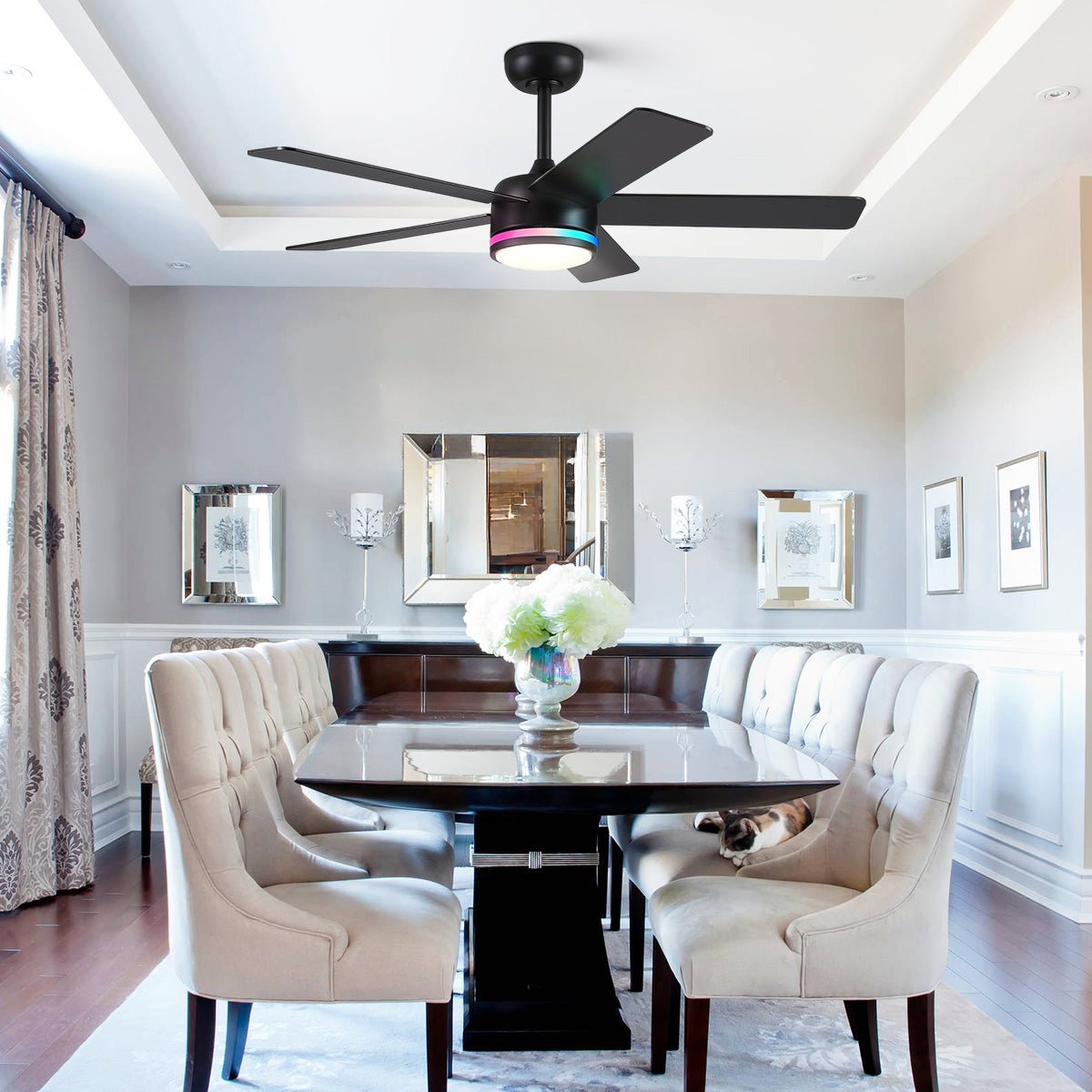 RGB Modern Black Ceiling Fan Light - Blushlighting