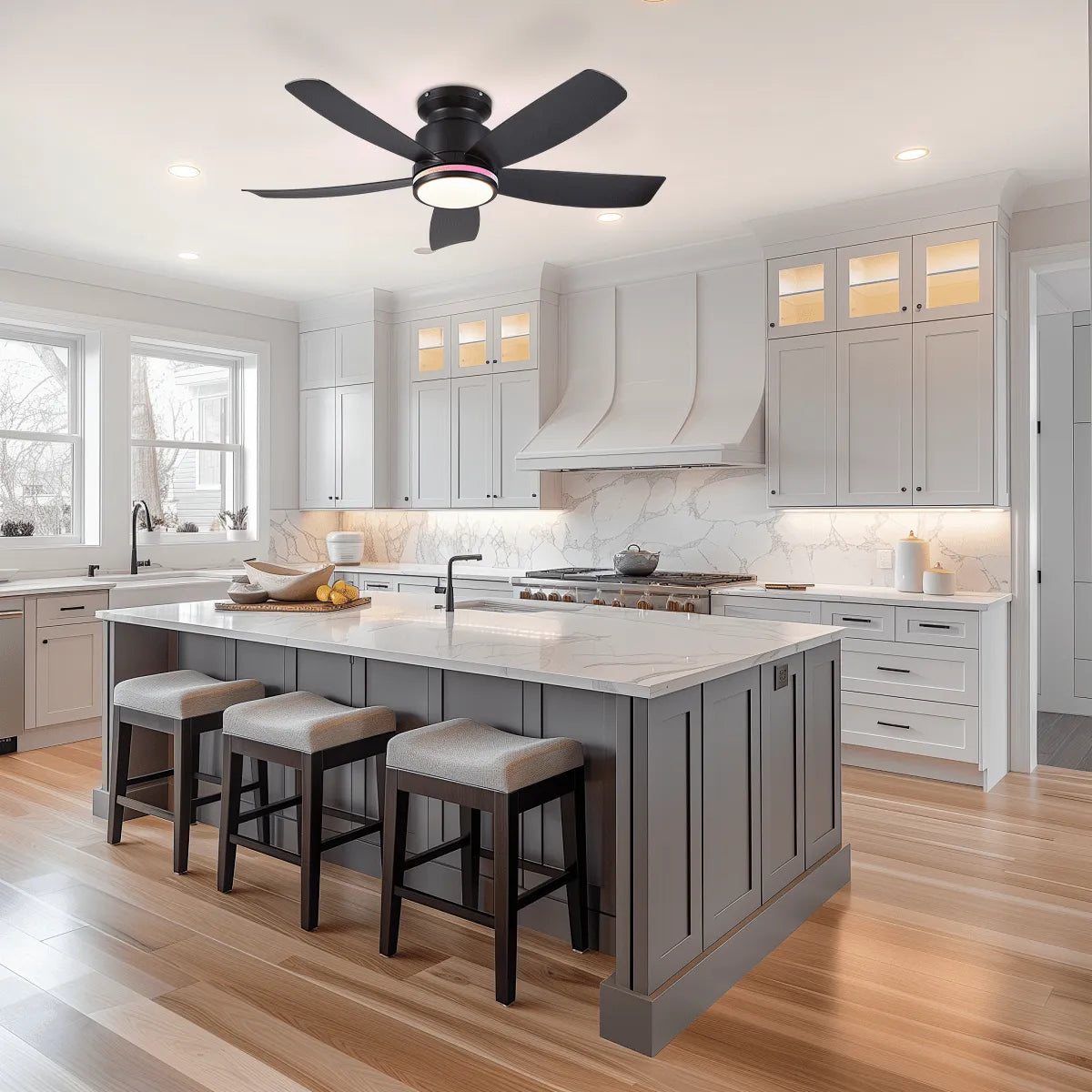 RGB Recessed remote control ceiling fan light 41" - Blushlighting