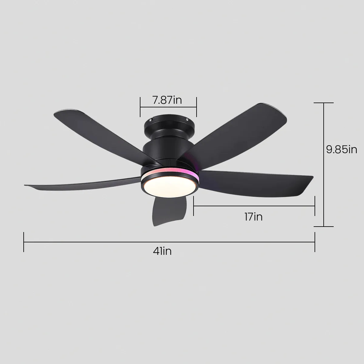 RGB Recessed remote control ceiling fan light 41" - Blushlighting
