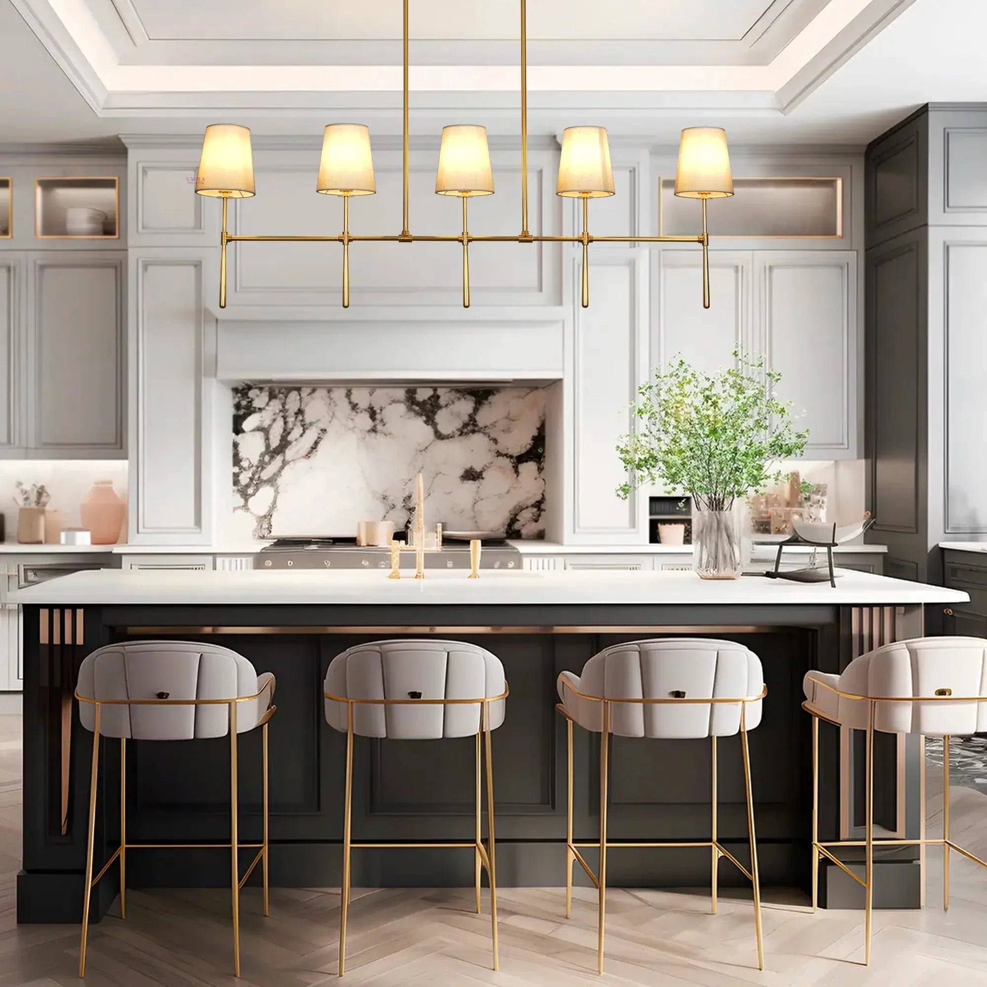 Rhodas Linear Chandelier - 6 - LightBlackBlushlighting