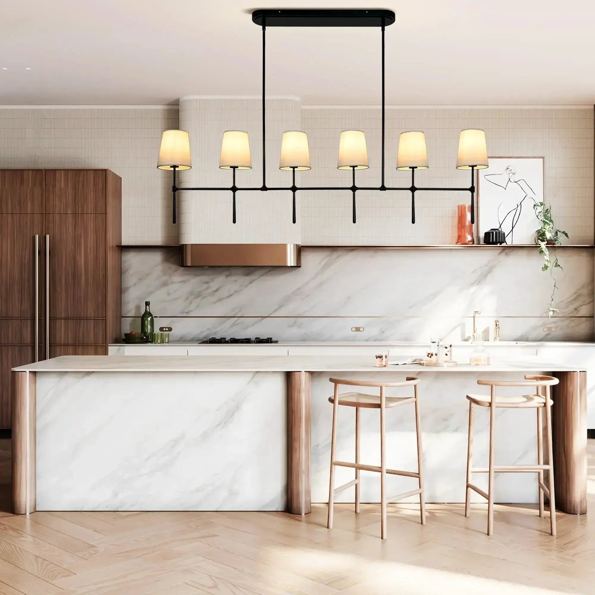 Rhodas Linear Chandelier - 6 - LightBlackBlushlighting