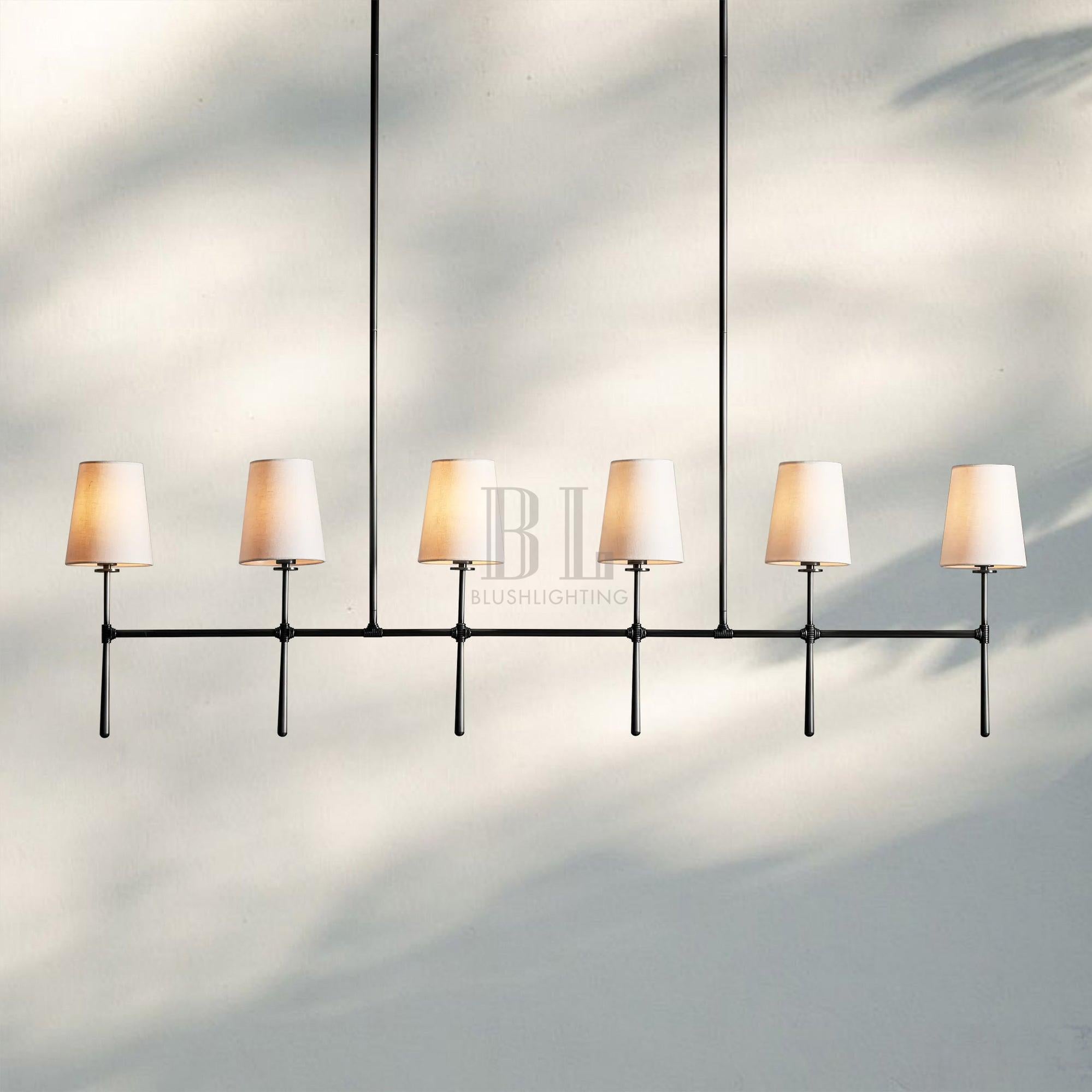 Rhodas Linear Chandelier-6-Light-Black-