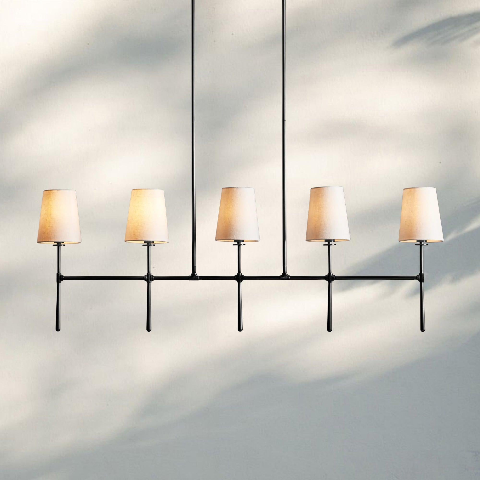 Rhodas Linear Chandelier-5-Light-Black-