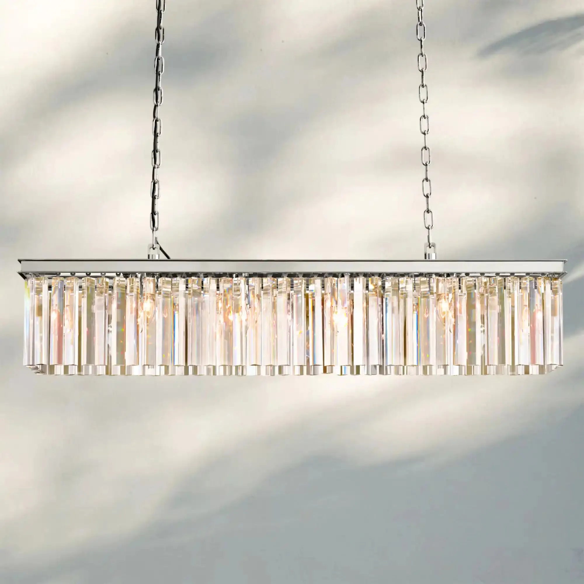 Rhyth Rectangular Chandelier 49‘’ 60‘’-49‘’-Nickel-