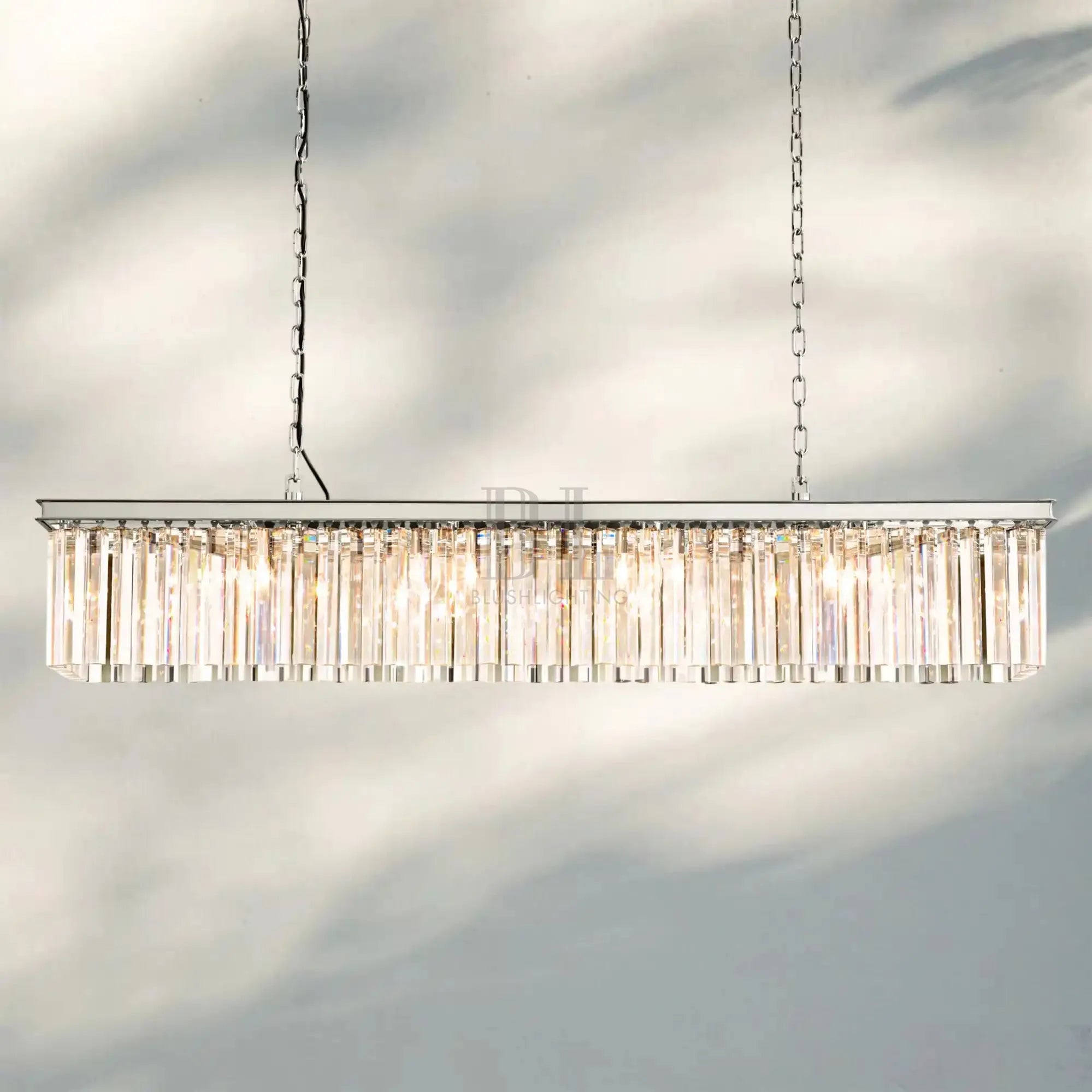 Rhyth Rectangular Chandelier 49‘’ 60‘’-60‘’-Nickel-