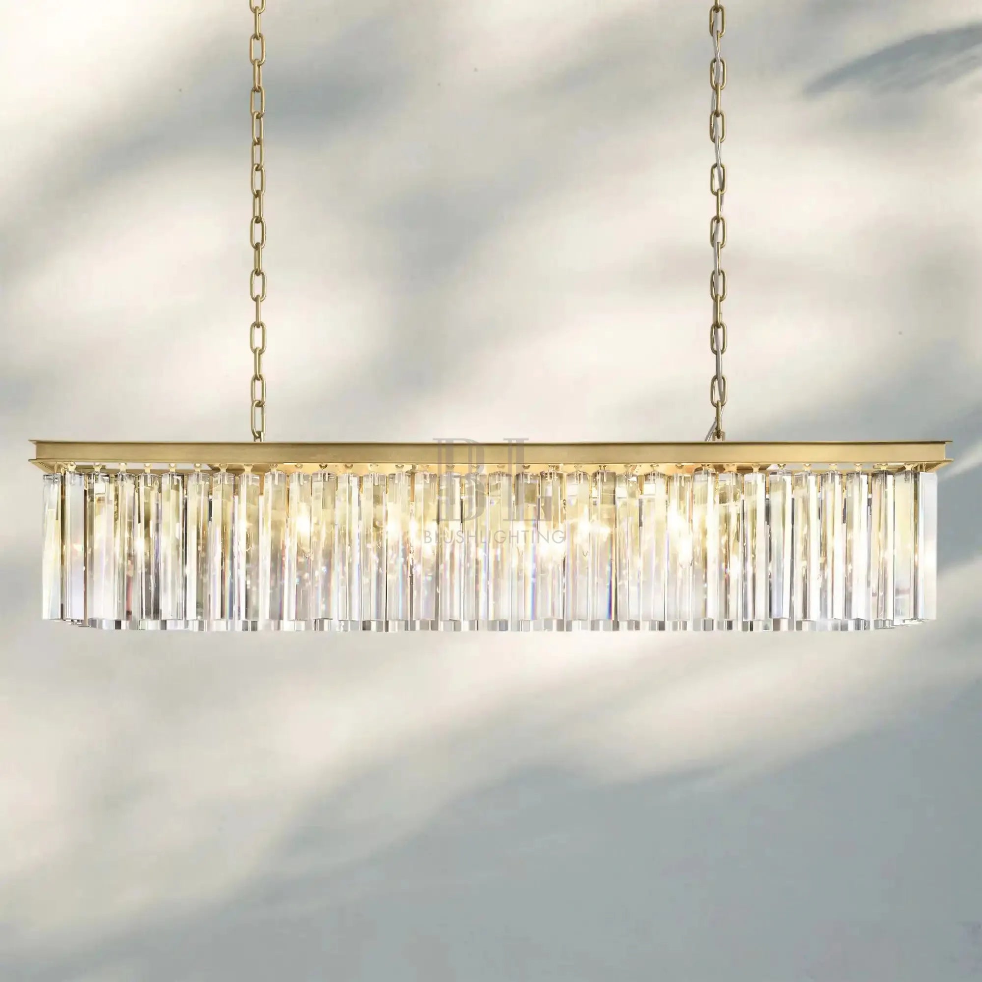 Rhyth Rectangular Chandelier 49‘’ 60‘’-49‘’-Brass-