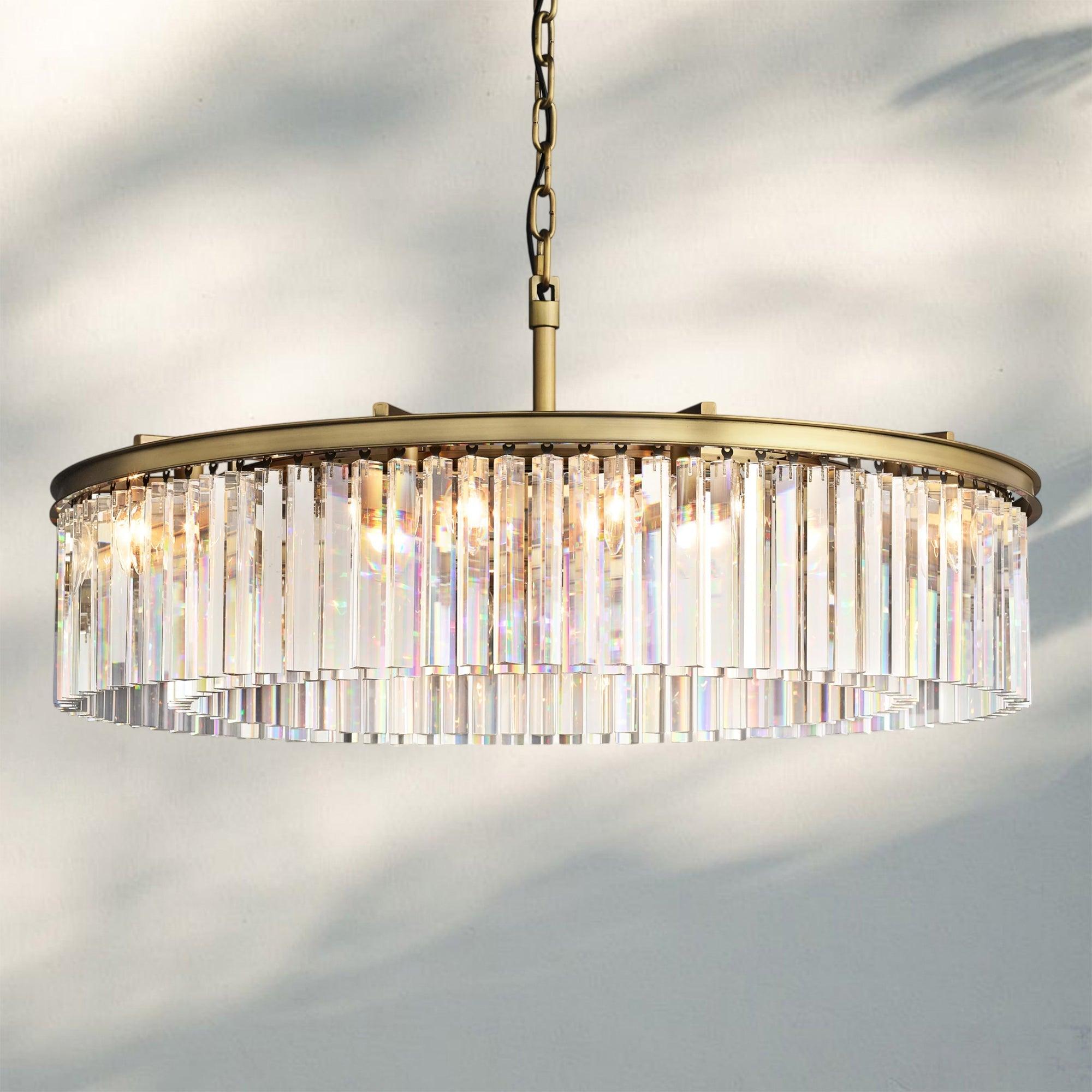 Rhyth Round Chandelier 32'' 43''-43''-Brass-