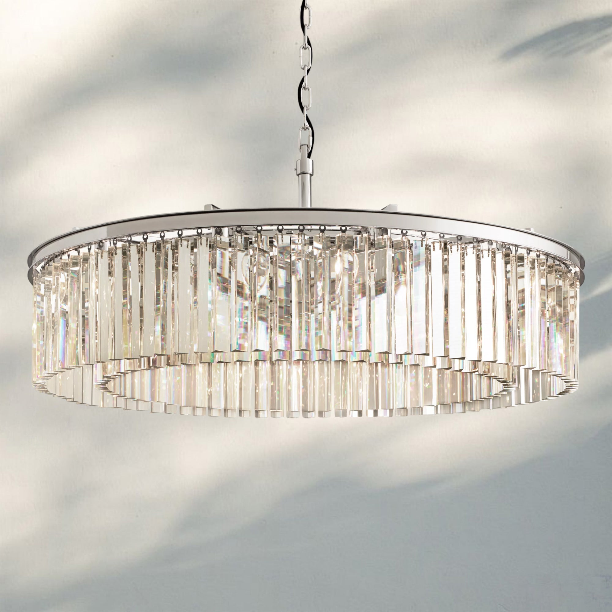Rhyth Round Chandelier 32'' 43''-43''-Nickel-