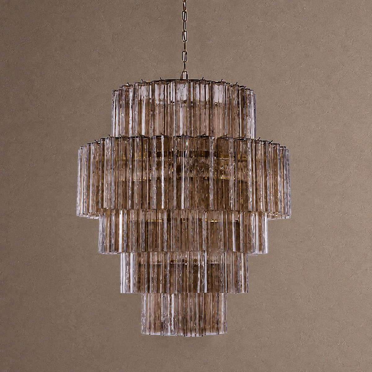 Rina Firenze Tiered Chandelier - ∅ 31.5″ x H 36.6″Smoke GrayBlushlighting