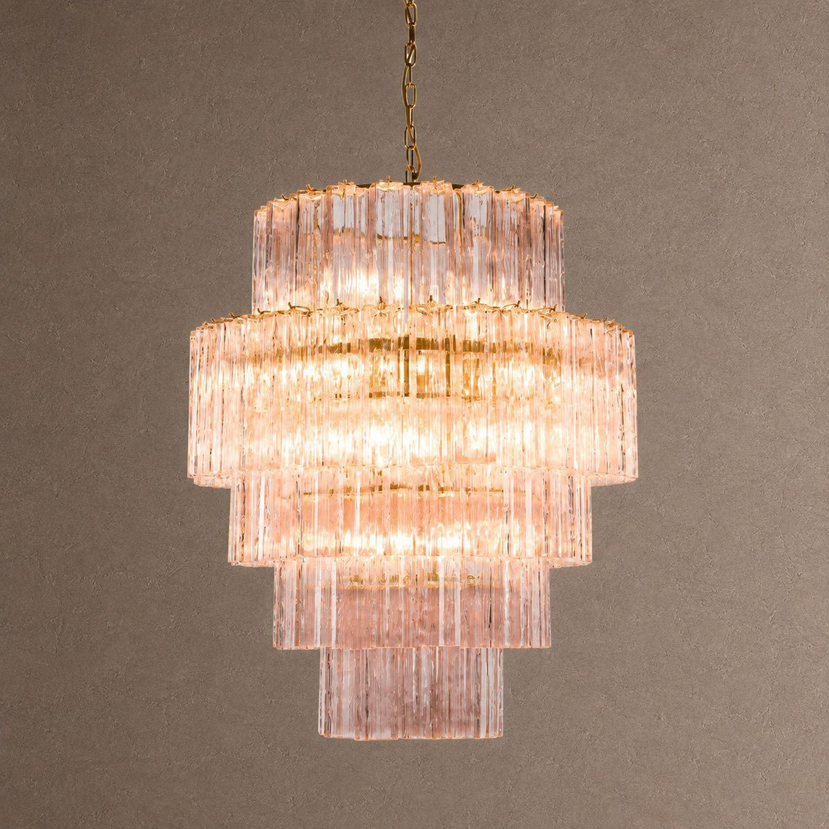 Rina Firenze Tiered Chandelier - ∅ 31.5″ x H 36.6″Smoke GrayBlushlighting