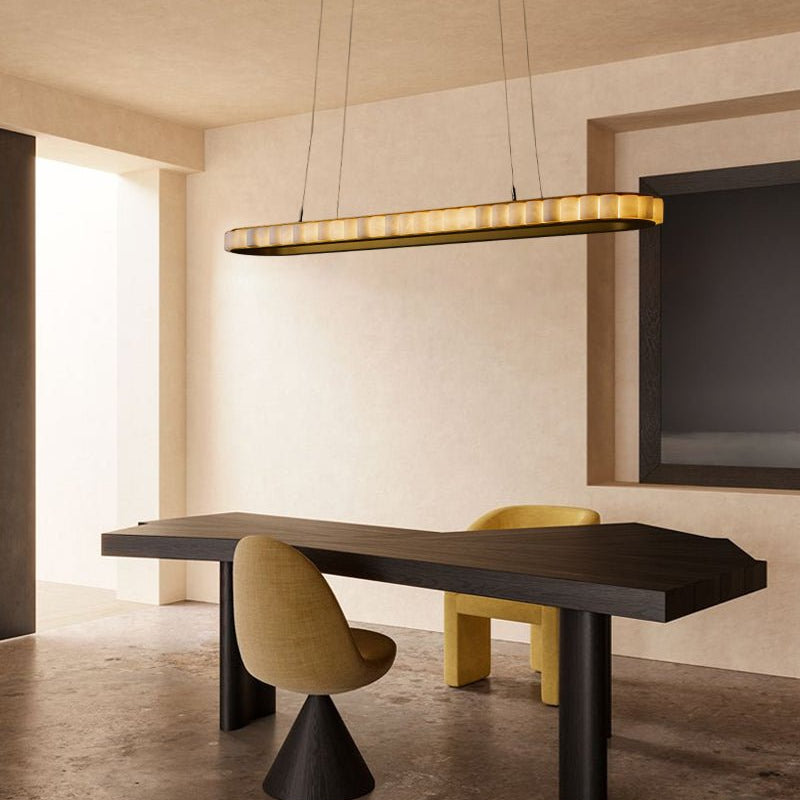 Ring Alabaster Oval Chandelier for Kitchen Island - L80*W30*H7CM/L31.5"*W11.8"*H2.8"Black + WhiteBlushlighting