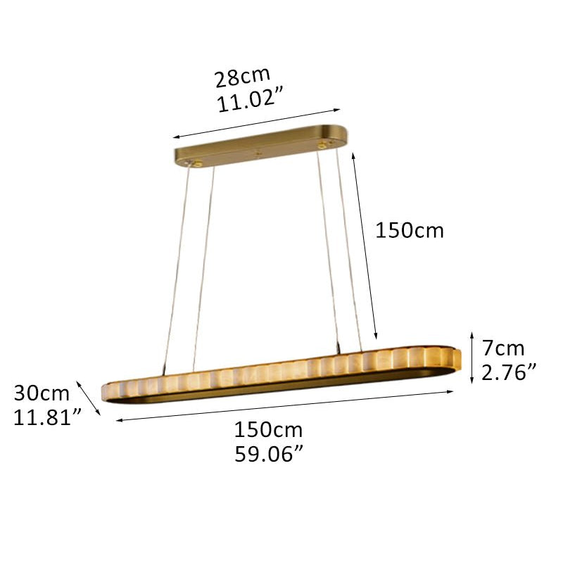 Ring Alabaster Oval Chandelier for Kitchen Island - L120*W30*H7CM/L47.2"*W11.8"*H2.8"Gold + WhiteBlushlighting