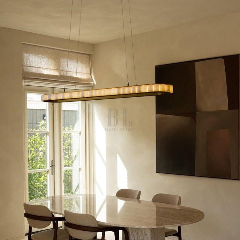 Ring Alabaster Oval Chandelier for Kitchen Island - L80*W30*H7CM/L31.5"*W11.8"*H2.8"Black + WhiteBlushlighting