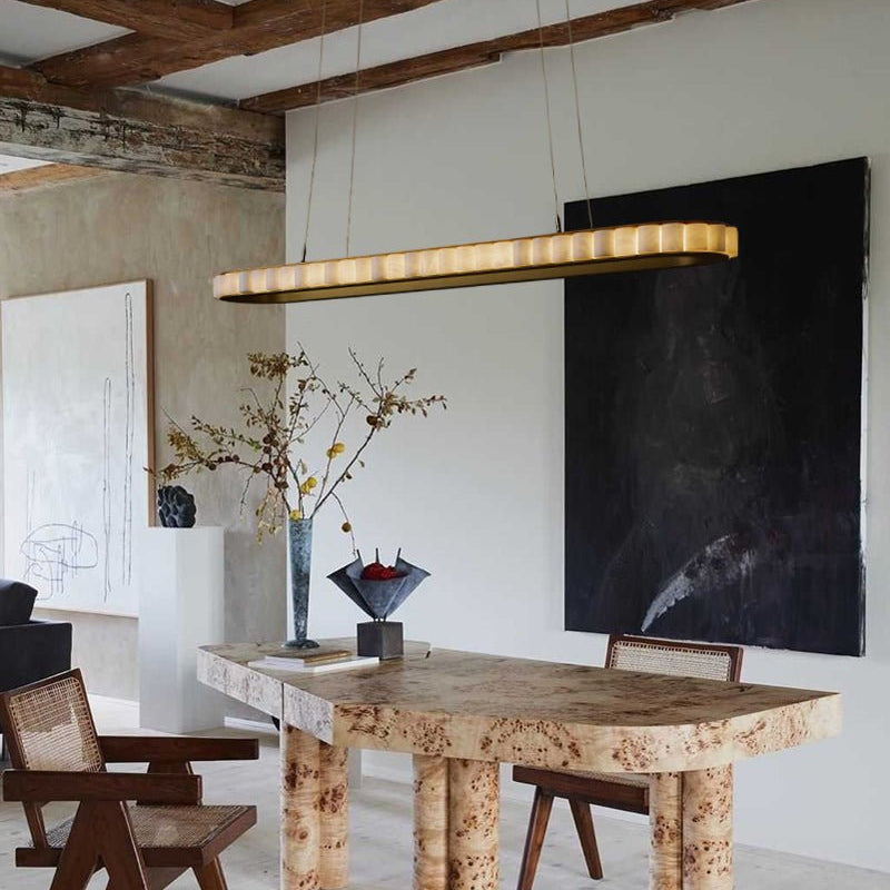 Ring Alabaster Oval Chandelier for Kitchen Island - L80*W30*H7CM/L31.5"*W11.8"*H2.8"Black + WhiteBlushlighting