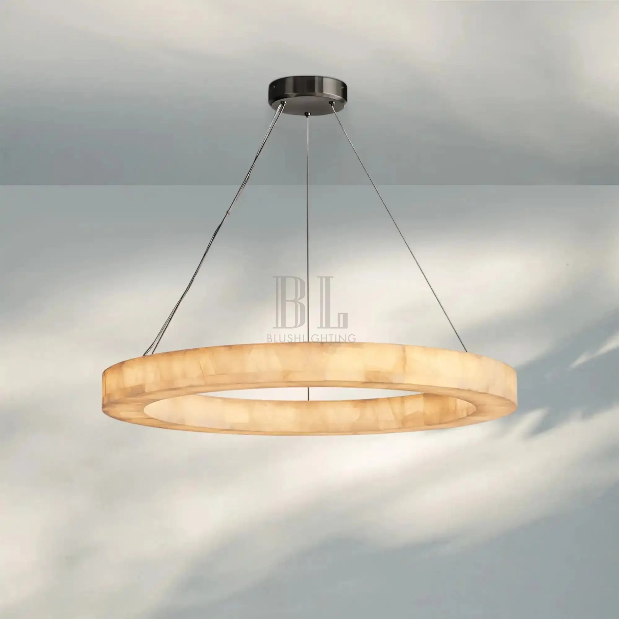 Rivaga Calcite lueur Round Chandelier 31"40"60"-40"D-Matte Black-