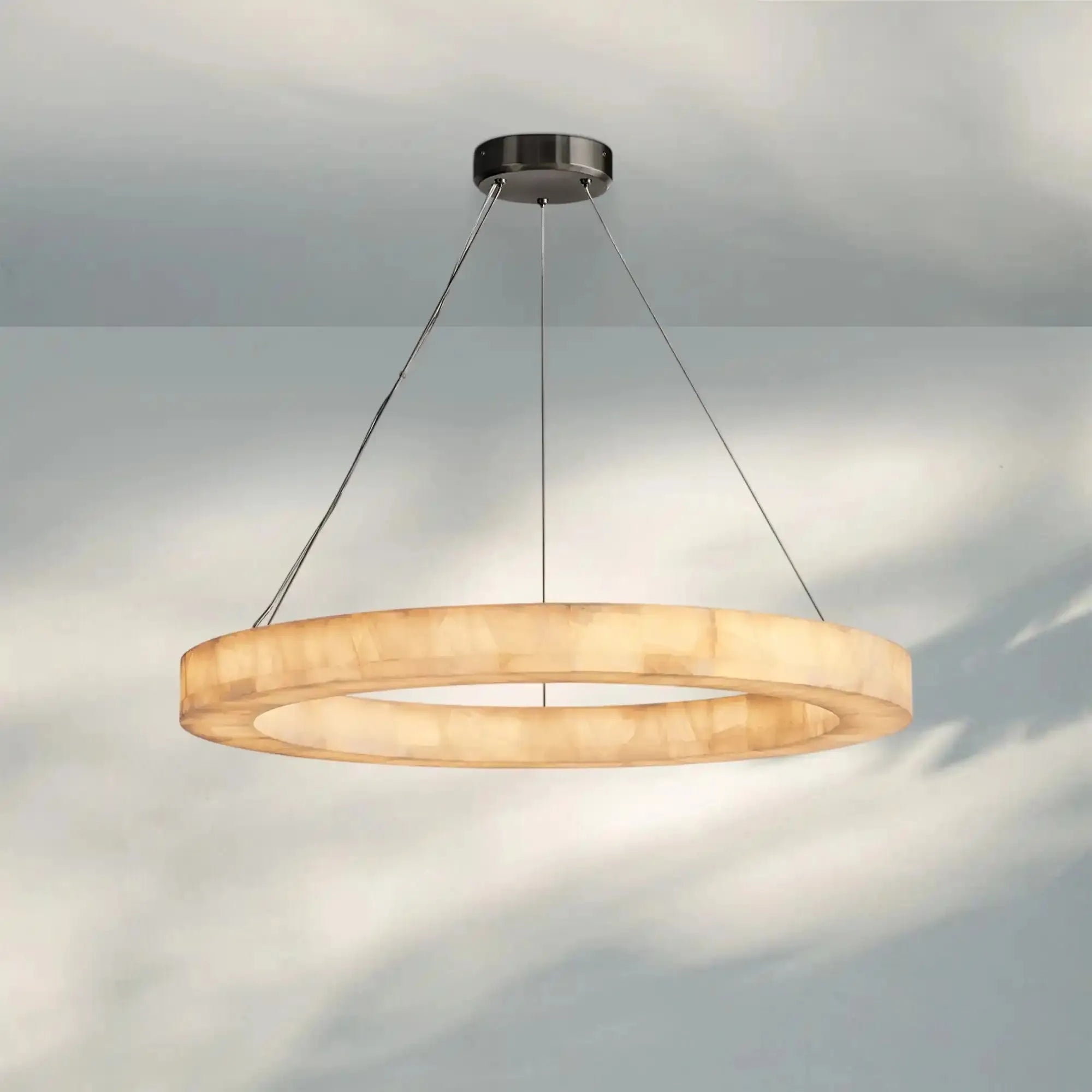 Rivaga Calcite lueur Round Chandelier 31"40"60"-40"D-Matte Black-